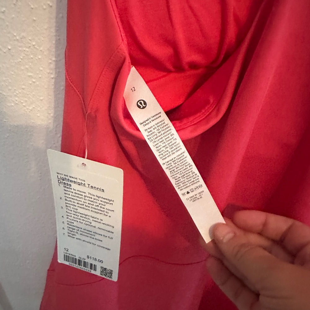 Lululemon Court Crush Tennis Dress Size 12 NWT Hot Pink Athletic Racerback Prep - Picture 8 of 10